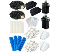 Paquete de 24 filtros para acuarios compatibles con filtros Fluval 306/307, incluidos filtros de espuma, carbón activado y anillos de cerámica, apto para agua de mar y agua dulce