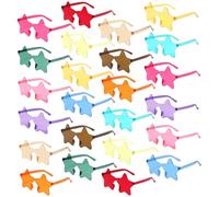 Paquete de 24 gafas de sol con forma de estrella, gafas de sol sin montura color estrella a granel, transparentes, color caramelo, para fiestas, cumpleaños, playa, regalos adecuados para adultos y