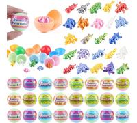 Paquete de 24 huevos de Pascua precargados con animal impreso en 3D, huevos de Pascua rellenos para caza de huevos, mini figuras articuladas de animales flexibles para niños, rellenos de cesta de