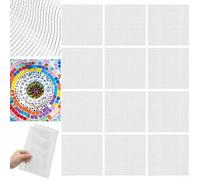 Paquete de 24 mallas de mosaico de fibra de vidrio de 12 x 12 pulgadas para montaje de azulejos y collage de arte, lámina de respaldo de rejilla resistente a los alcalinos para superficies de cemento