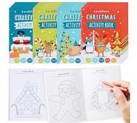 Paquete de 24 minilibros de actividades navideñas que incluyen colorear, rompecabezas y juegos, aptos para rellenar calcetines de Navidad y premios para el aula