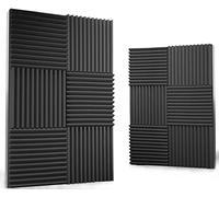 Paquete de 24 paneles acústicos de 1 x 12 x 12 pulgadas, espuma acústica, cuñas de espuma de estudio, paneles de alta densidad, cuñas insonorizadas, color carbón