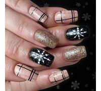 Paquete de 24 pezuñas de hielo centelleado para celebración, plan a cuadros negros, reciclables, ABS falsos para fiestas, fiestas de Navidad, mujeres