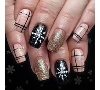 Paquete de 24 pezuñas de Navidad centelleadas de hielo persistente para celebración, plan a cuadros negros, reciclables, ABS falsos para fiestas de vacaciones, aguanieve centelleado, fraudulento