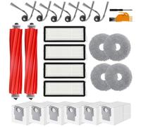 Paquete de 24 piezas de repuesto compatibles con Roborock QV 35A / QR 798 / QR 598, accesorios de aspiradora robot, cepillo principal, cepillo lateral, filtro HEPA, bolsas de polvo
