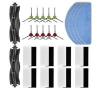 Paquete de 24 piezas de repuesto G8000 MAX compatibles con robot aspirador Tikom G8000 MAX, 2 cepillos de rodillo, 10 cepillos laterales, 8 filtros HEPA, 4 almohadillas de fregona, kit de accesorios