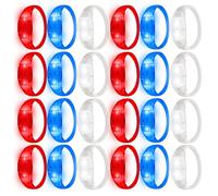 Paquete de 24 pulseras iluminadas activadas por sonido, pulseras intermitentes con control de música, pulseras que brillan en la oscuridad, para premios de juegos rave, carnaval, conciertos, eventos