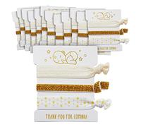 Paquete de 24 soportes elásticos para coletas de pelo para revelación de género, recuerdos de fiesta de baby shower para invitados (3 estilos)