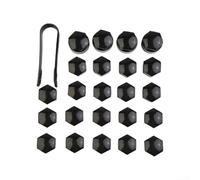 Paquete de 24 tapas de plástico negro para tuercas de rueda de 17 mm con herramienta de extracción compatible con Opel y BMW
