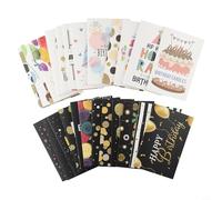 Paquete de 24 tarjetas de cumpleaños con sobres, interior en blanco para mensajes escritos a mano, hogar, oficina, fiesta, celebraciones