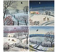 Paquete de 24 tarjetas de Navidad benéficas. Cada paquete múltiple de tarjetas de Navidad tiene 4 diseños diferentes de temática Winter Wonderland. Respetuoso con el medio ambiente y fabricado en