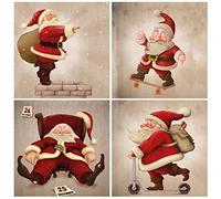 Paquete de 24 tarjetas de Navidad benéficas. Cada paquete múltiple de tarjetas de Navidad tiene 4 diseños diferentes de Papá Noel vintage, ecológicas, reciclables, sin plástico, sobres y caja.