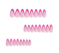 Paquete de 24 uñas postizas acrílicas cortas de almendra con punta francesa, cobertura completa, para mujeres y niñas