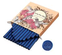 Paquete de 24 Varilla de Cera de Sellado de Pistola de Pegamento para Sello de Cera para Invitación Boda, Sobre Tarjeta, Correo Común, Paquete de Vino, Ideas Regalo Navidad(Azul Marino)