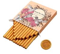 Paquete de 24 Varilla de Cera de Sellado de Pistola de Pegamento para Sello de Cera para Invitación Boda, Sobre Tarjeta, Correo Común, Paquete de Vino, Ideas Regalo Navidad(Oro)