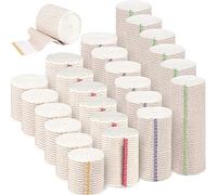 Paquete de 24 vendajes elásticos (6 x 2 pulgadas, 6 x 3 pulgadas, 6 x 4 pulgadas, 6 x 6 pulgadas) vendaje de compresión con cierre de velcro en ambos extremos, envoltura de vendaje autoadhesivo para