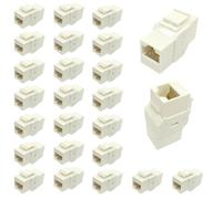 Paquete de 25 acopladores en línea CAT5e - Conector RJ45 a RJ45, recto, color blanco | Acoplador Keystone Ethernet para cables de conexión