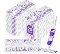 Paquete de 25 almohadillas desechables para fregona Swiffer PowerMop multisuperficie y madera, almohadillas de repuesto para limpieza de suelos (morado sin asa)