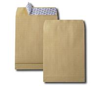 Paquete de 25 bolsas de fuelle kraft armado marrón, 24 260 x 330 130 g/m2, banda de protección
