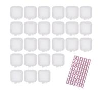 Paquete de 25 cajas de almacenamiento de plástico pequeñas con 1 etiqueta adhesiva, caja de almacenamiento con tapa abatible transparente, caja de almacenamiento portátil para pastillas, cuentas