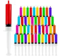 Paquete de 25 jeringas de plástico con tapa de punta de 60 ml de capacidad, reutilizables, jeringas duraderas para Halloween, día de Acción de Gracias, Navidad, despedidas de soltera