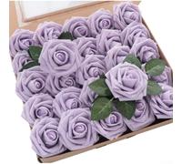 Paquete de 25 rosas artificiales de espuma con tallos de 8 cm, flores falsas de PVC suave para decoración de boda, ramos de novia, centros de mesa de fiesta y decoración del hogar, suministros de