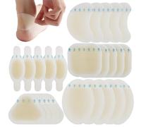 Paquete de 25 tiritas de ampolla para pies, vendas de ampollas invisibles, almohadillas de cojín hidrocoloides de gel, almohadillas protectoras impermeables para talón, dedos de los pies, piel
