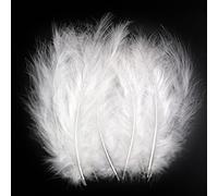 Paquete de 250 plumas de marabú de pavo blanco esponjosas de 10-15 cm para manualidades, plumas de colores, paquete de accesorios
