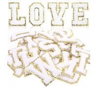 Paquete de 26 letras blancas termoadhesivas de felpilla de 2.16 pulgadas para bricolaje, sombreros, mochilas, jeans, abrigos (blanco, A-Z)