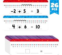 Paquete de 26 Pizarras Blancas de Línea Numérica, Pizarra de Doble Cara para Escribir y Borrar - 0 a 20 en un Lado y -10 a 10 en el Otro Lado Pizarra Blanca de Matemáticas para Aula y Hogar (30x10 cm)