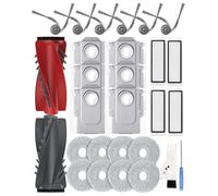Paquete de 28 accesorios de repuesto para Roborock Qrevo Curv, Qrevo Edge, Qrevo Edge S5A, Qrevo S5V, Qrevo Curv S5X: 2 cepillos principales, 6 cepillos laterales, 4 filtros Hepa, 6 bolsas para polvo