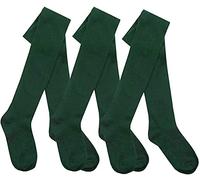 Paquete de 3 - 6 pares de mallas para niñas de regreso a la escuela, pares de algodón cálido, liso, suave, para niños de 2 a 13 años, paquete multimedia, 3 pares de medias verdes lisas, 3-4 Años