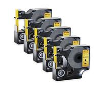 Paquete de 3 a 10 for Cintas DYMO D1 45013, 45010, 45016 y 45021, Etiquetas estándar de 6, 9 y 12 mm, Negro sobre Blanco, compatibles con D-mo L-belanag 200 y 450(5PK Black on Gold,12mm)