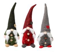 Paquete de 3 adornos de felpa de gnomos de Navidad, decoración sin rostro hecha a mano de 10 pulgadas para repisa/mesa (muñecas de gnomo festivas, juego de regalo de Navidad)