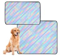 Paquete de 3 alfombrillas para orina de perro, almohadillas para orina de gato, para interiores, gatos, perros, antideslizantes, para jaula de aerolíneas, 20 x 24 pulgadas, papel tapiz holográfico a