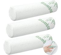 Paquete de 3 Almohadas de bambú para Cuello Cervical de Espuma | Cilindro, soporte cervical para dormir, refuerzo redondo para piernas lumbar, yoga, funda de bambú lavable