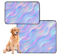 Paquete de 3 almohadillas lavables para orina de perro, alfombra extra grande para perros, pies fangosos, lavable, antideslizante, para jaula de aerolíneas, 20 x 24 pulgadas, papel tapiz holográfico