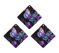 Paquete de 3 ambientadores colgantes de incienso, hojas colgantes perfumadas para automóvil, hogar, decoración interior de automóvil, mariposas moradas y flores