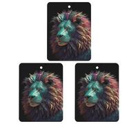 Paquete de 3 ambientadores colgantes de incienso para coche, hojas colgantes perfumadas para coche, hogar, decoración interior de automóvil, arte abstracto 3D, león