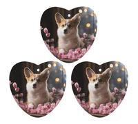 Paquete de 3 ambientadores colgantes de incienso para coche, hojas perfumadas para decoración interior de coche, hogar, automóvil, perro Corgi en la mesa