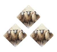 Paquete de 3 ambientadores colgantes de incienso para coche, hojas perfumadas para decoración interior de coche, hogar, automóvil, acuarela, ovejas