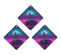Paquete de 3 ambientadores colgantes de incienso para coche, hojas perfumadas para decoración interior de coche, hogar, automóvil, imágenes retrowave