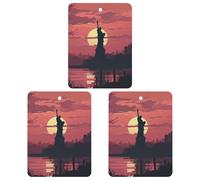 Paquete de 3 ambientadores colgantes de incienso para coche, hojas perfumadas para decoración interior de coche, hogar, auto, silueta de estatua de la libertad