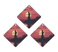 Paquete de 3 ambientadores colgantes de incienso para coche, hojas perfumadas para decoración interior de coche, hogar, auto, silueta de estatua de la libertad