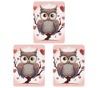 Paquete de 3 ambientadores colgantes de incienso para coche, hojas perfumadas para decoración interior de coche, hogar, automóvil, amante de los búhos