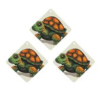 Paquete de 3 ambientadores colgantes de incienso para coche, hojas perfumadas para decoración interior de coche, hogar, automóvil, ilustración de tortuga de dibujos animados