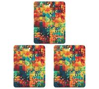 Paquete de 3 ambientadores colgantes de incienso para coche, hojas perfumadas para decoración interior de coche, hogar, automóvil, patrón de arte de píxeles