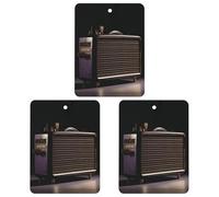 Paquete de 3 ambientadores colgantes de incienso para coche, hojas perfumadas para decoración interior de coche, hogar, radio antigua en papel negro