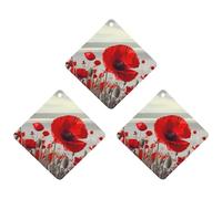 Paquete de 3 ambientadores colgantes de incienso para coche, hojas perfumadas para decoración interior de coche, hogar, automóvil, flor de amapola roja