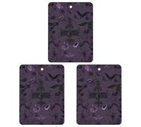 Paquete de 3 ambientadores colgantes de incienso para coche, hojas perfumadas para decoración interior de coche, hogar, automóvil, morado, negro, gótico espeluznante